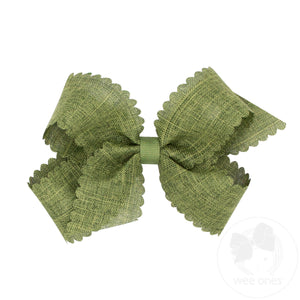 Medium Linen Scalloped Edge Hair Bow
