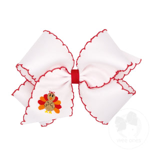 King Harvest Turkey Embroidery Moonstitch Hair Bow