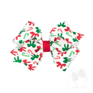 Extra Small Christmas Print Hair Bows