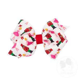 Extra Small Nutcracker Print Christmas Hair Bow