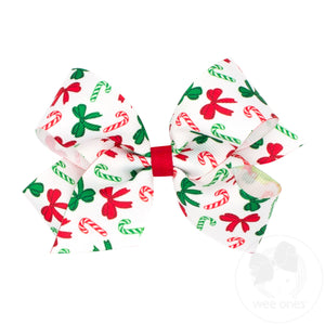 Medium Christmas Print Hair Bows