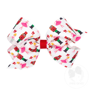 Medium Nutcracker Print Christmas Hair Bow