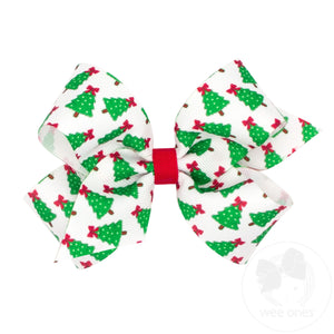 Medium Christmas Tree Print Hair Bow