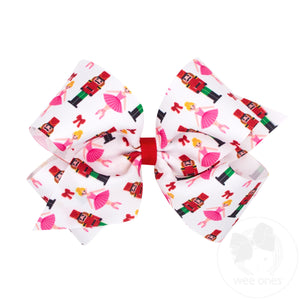 King Nutcracker Print Christmas Hair Bow
