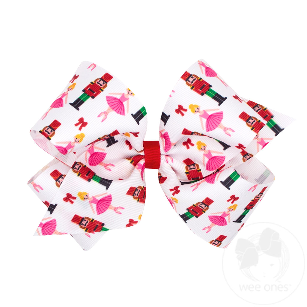 King Nutcracker Print Christmas Hair Bow