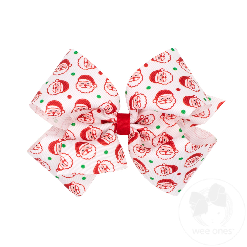 King Santa Print Christmas Hair Bow