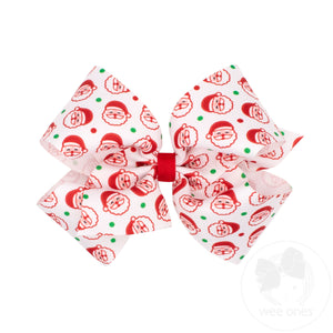 King Santa Print Christmas Hair Bow