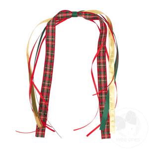Christmas Plaid and Metallic Streamer Hair Clip