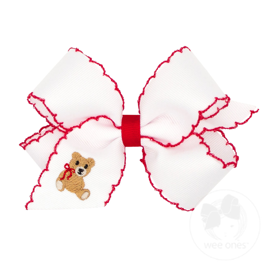 Medium Moonstitch Christmas Embroidered Hair Bows