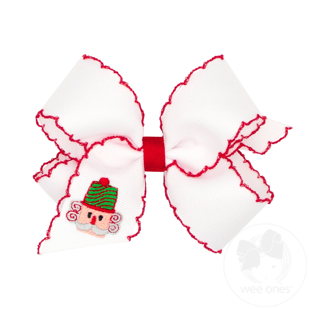 Medium Moonstitch Nutcracker Embroidered Hair Bow
