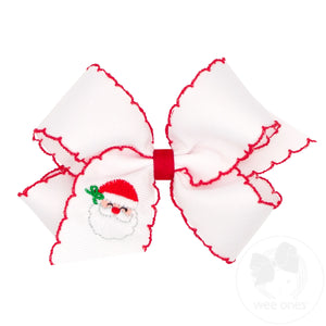 Medium Moonstitch Santa Embroidered Hair Bow