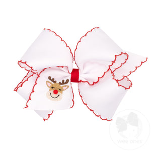 King Moonstitch Reindeer Embroidered Hair Bow
