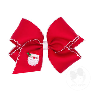 King Moonstitch Santa Embroidered Red Hair Bow