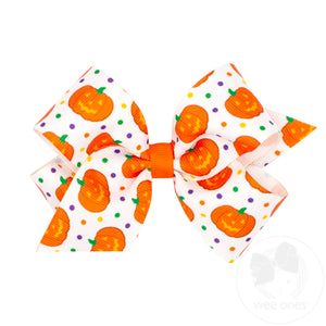 Medium Halloween Polka Dot Print Hair Bow