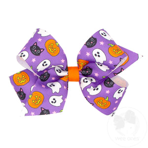 Medium Purple Halloween Print Hair Bow