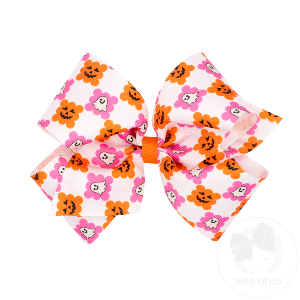 King Halloween Checkered Print Hair Bow