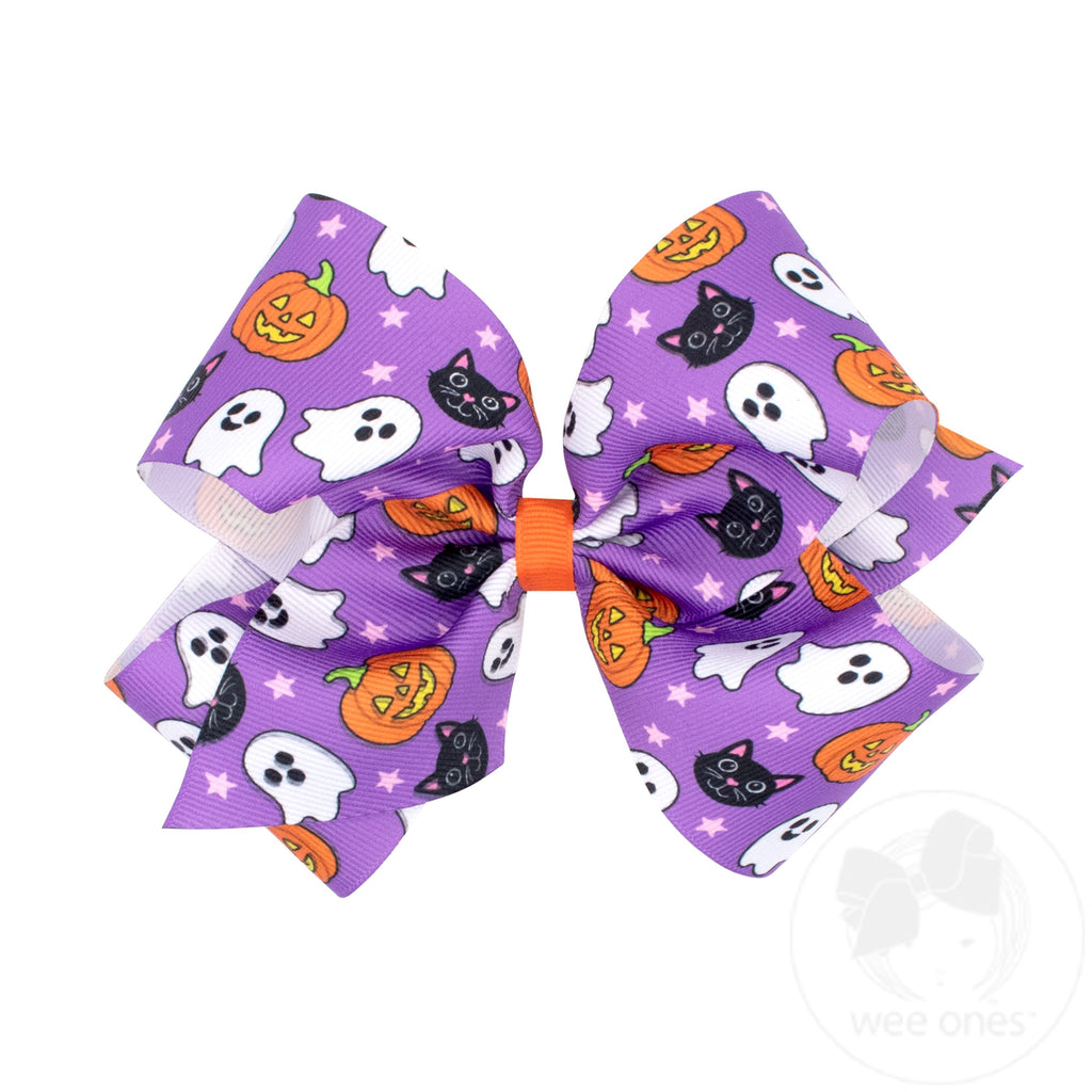 King Purple Halloween Print Hair Bow