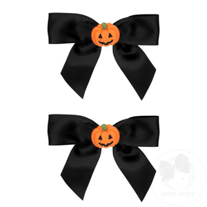 Small Satin Jack o' Lantern Hair Bows