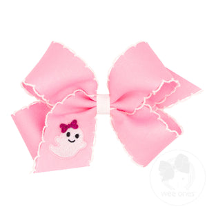 Medium Halloween Ghost Embroidery Moonstitch Hair Bow