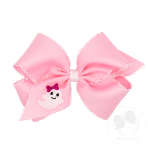 King Halloween Ghost Embroidery Moonstitch Hair Bow
