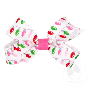 Mini Pink Christmas Prints Hair Bows