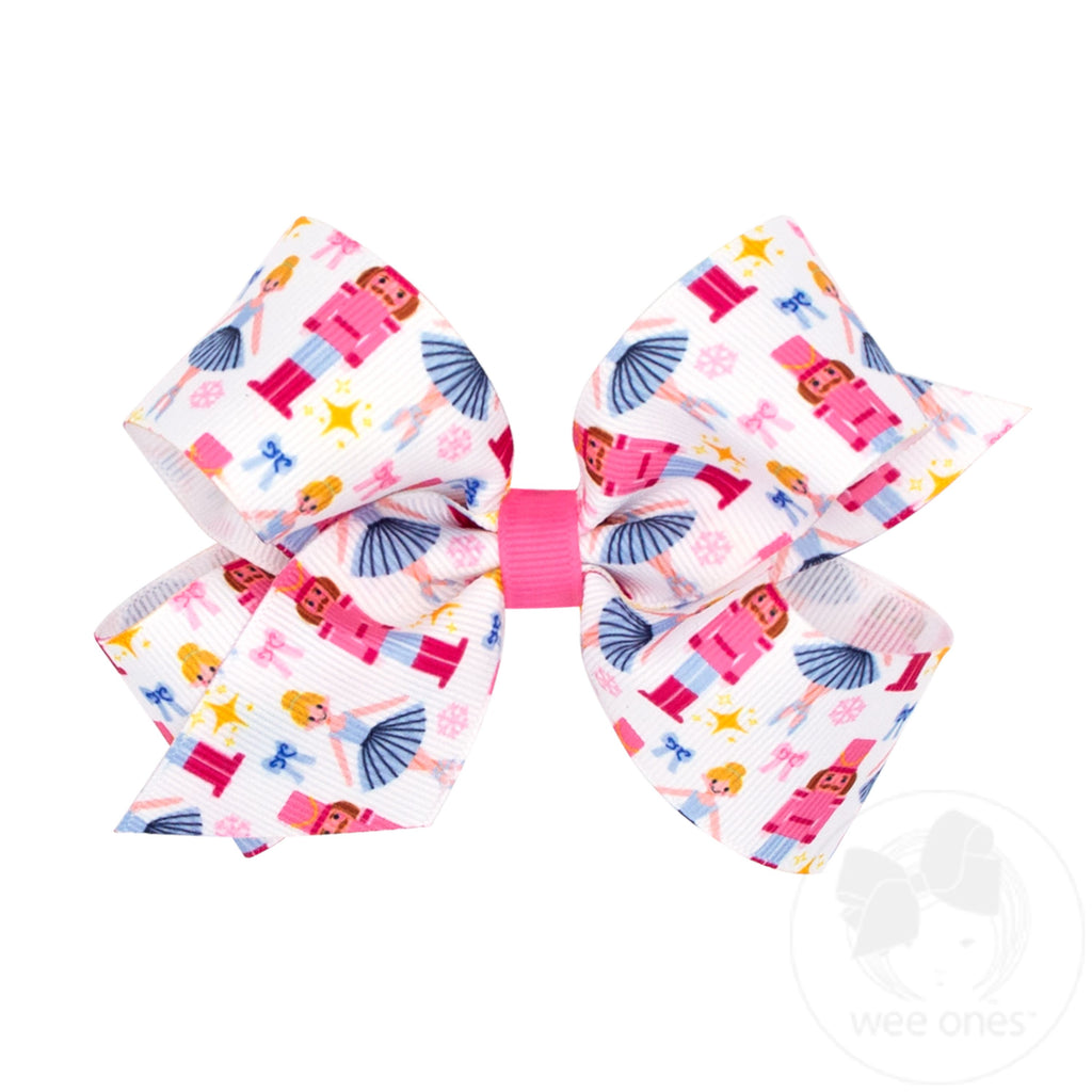 Medium Pink Nutcracker Print Bow