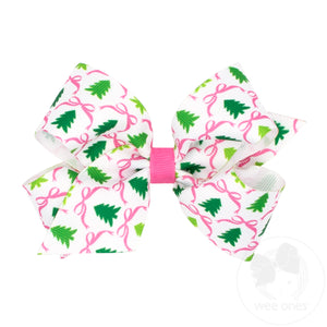 Medium Pink Christmas Tree Print Bow