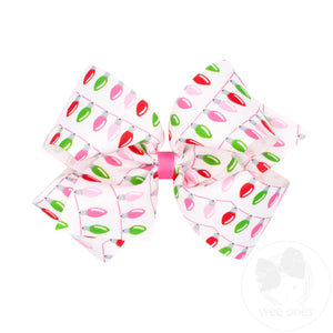 King Pink Christmas Prints Hair Bows
