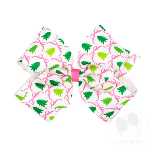 King Pink Christmas Tree Print Bow
