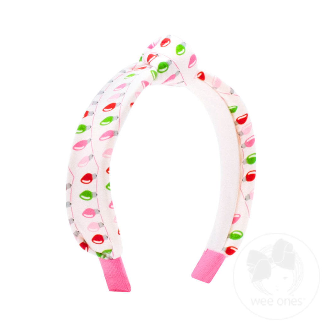 Pink Christmas Lights Knot Headband