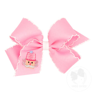 Medium Moonstitch Pink Nutcracker Embroidery Hair Bow