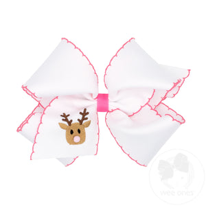 King Moonstitch Reindeer Embroidery Hair Bow