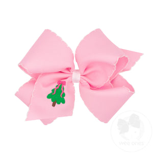 King Moonstitch Christmas Tree Embroidery Pink Hair Bow