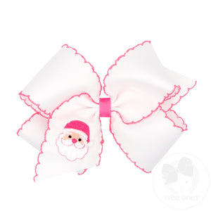 King Moonstitch Pink Santa Embroidery Hair Bow
