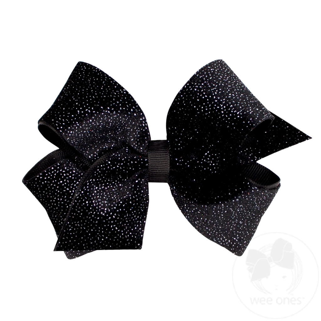 Medium Sparkle Velvet and Grosgrain Underlay Hair Bow