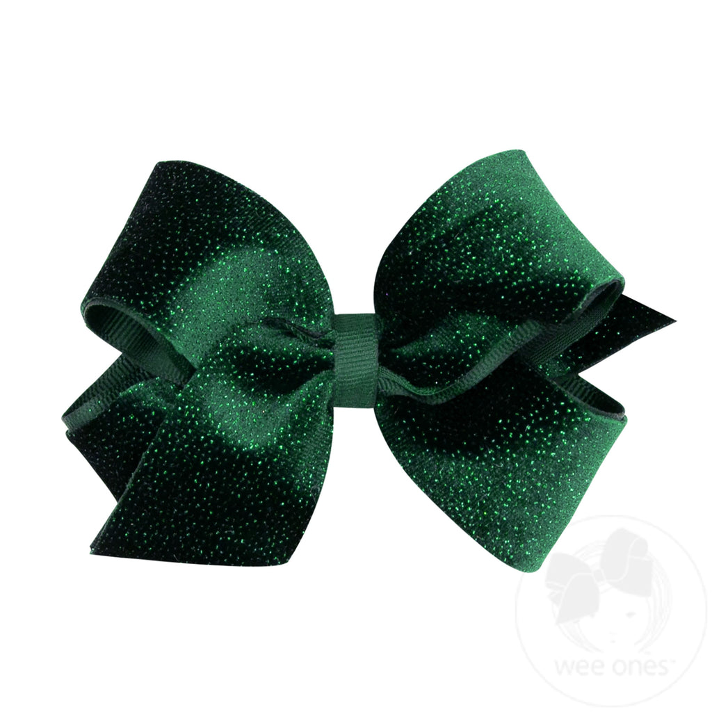 Medium Sparkle Velvet and Grosgrain Underlay Hair Bow