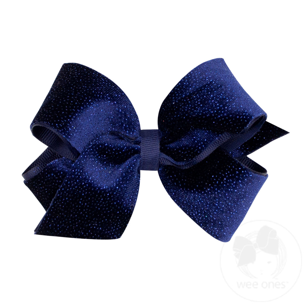 Medium Sparkle Velvet and Grosgrain Underlay Hair Bow
