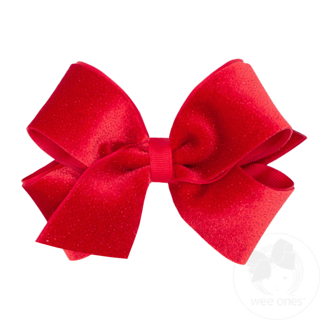 Medium Sparkle Velvet and Grosgrain Underlay Hair Bow