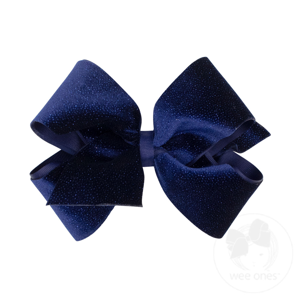 King Sparkle Velvet and Grosgrain Underlay Hair Bow