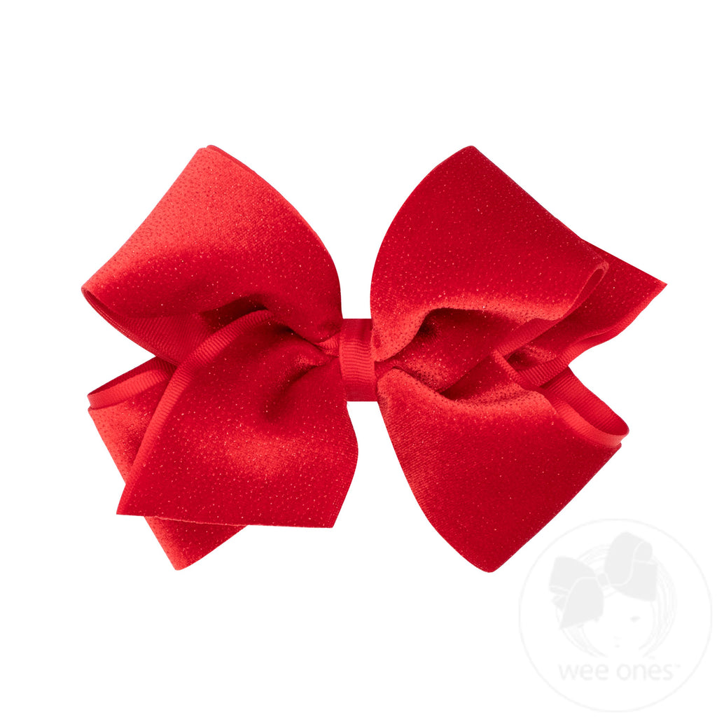 King Sparkle Velvet and Grosgrain Underlay Hair Bow
