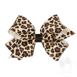 Medium Leopard Print Grosgrain Hair Bow