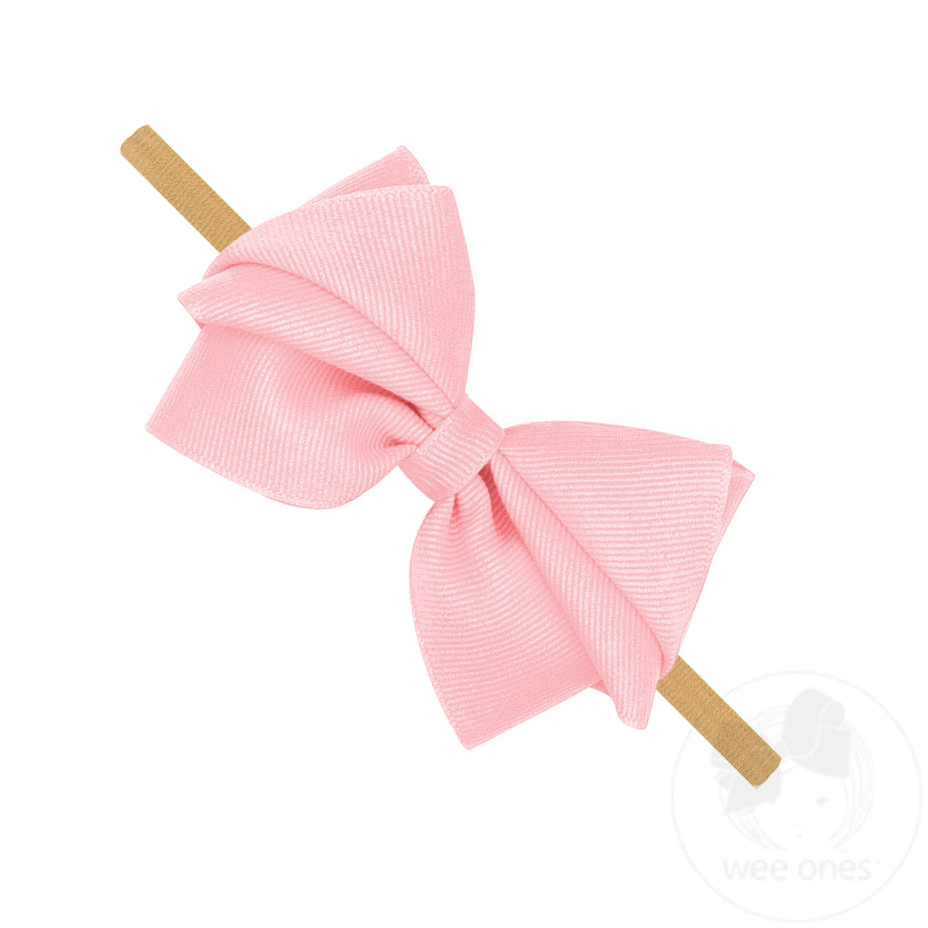Small Pleated Grosgrain Bow on Baby Band