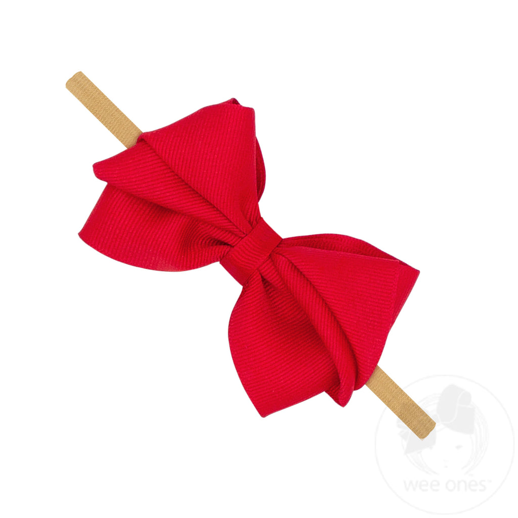Small Pleated Grosgrain Bow on Baby Band