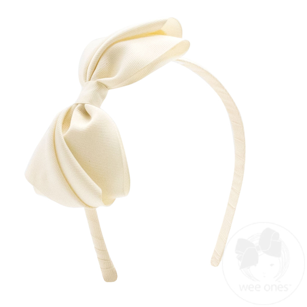 Mini King Pleated Grosgrain Hair Bow Headband