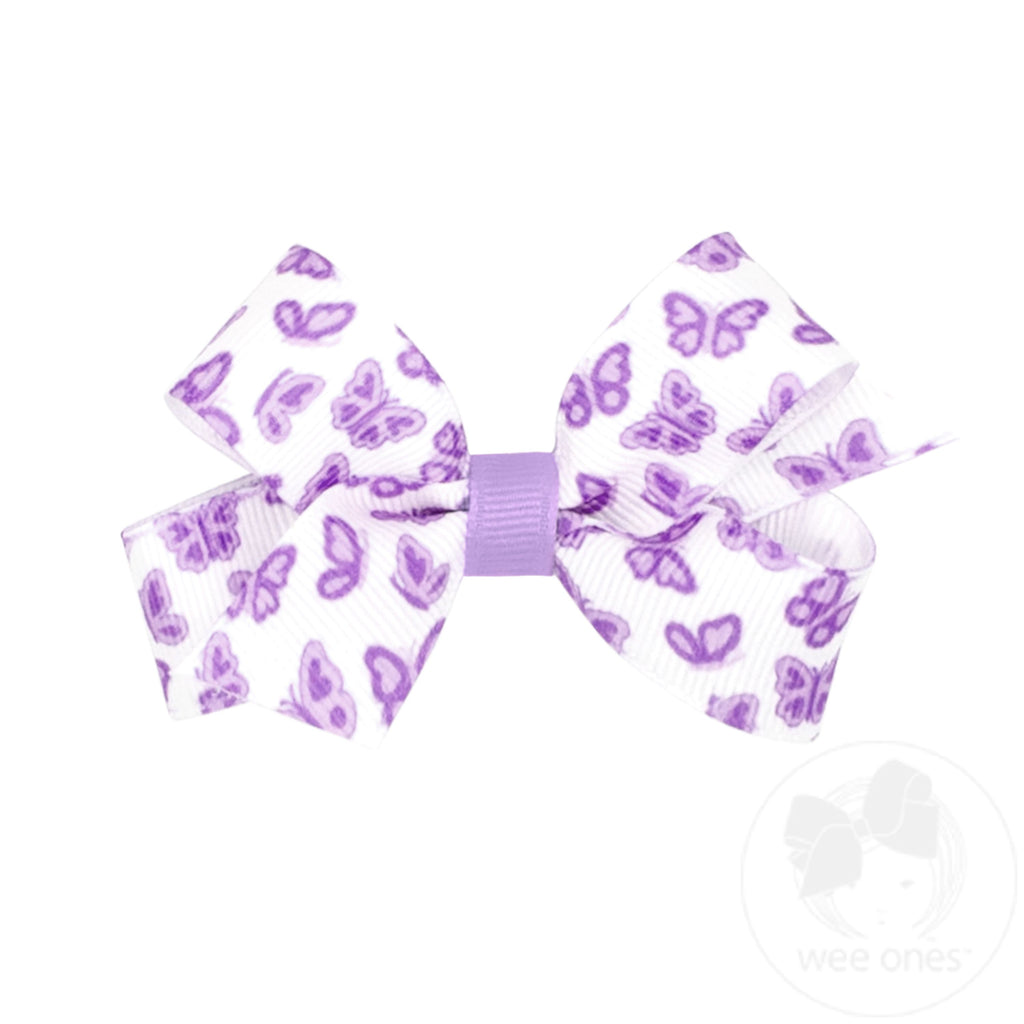 Mini Butterfly Print Grosgrain Hair Bow