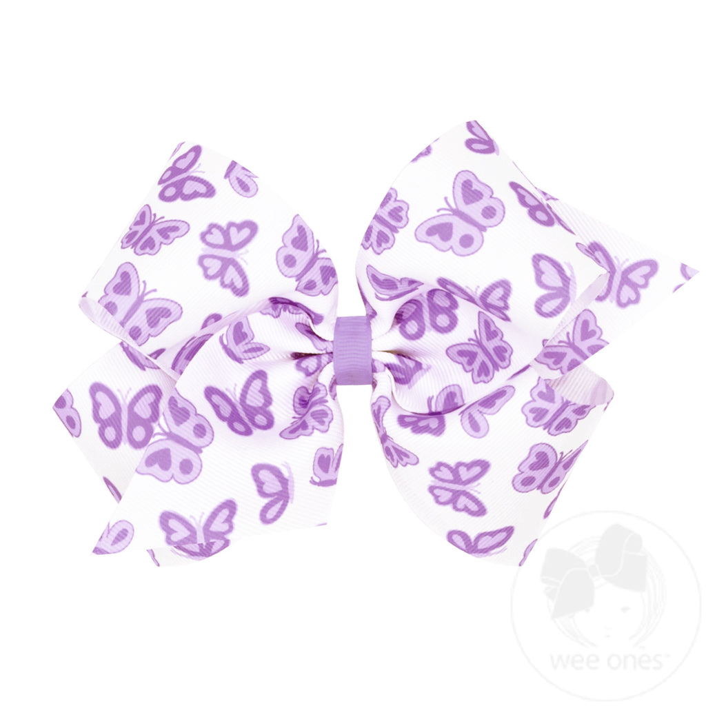 King Butterfly Print Grosgrain Hair Bow