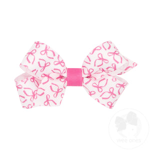Mini Girly Bow Print Grosgrain Hair Bow