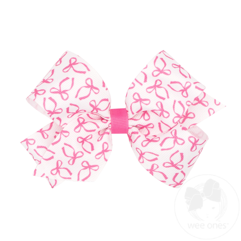 Medium Girly Bow Print Grosgrain Hair Bow