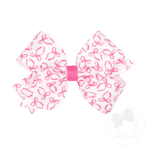 Medium Girly Bow Print Grosgrain Hair Bow