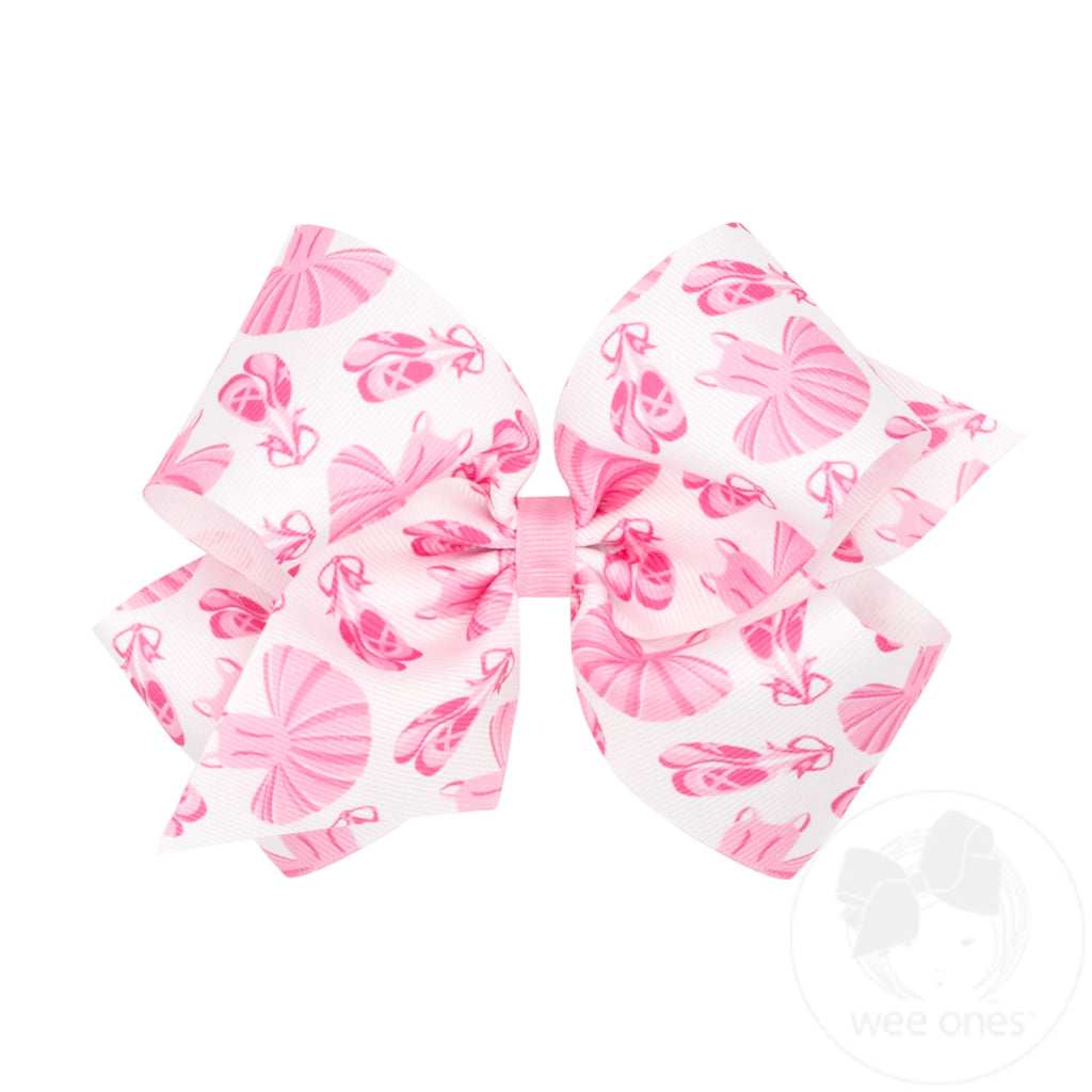 King Ballet Print Grosgrain Hair Bow
